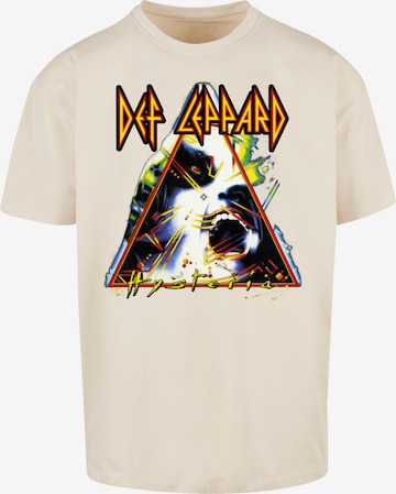 F4NT4STIC Shirt 'Def Leppard Hysteria' in Beige: voorkant