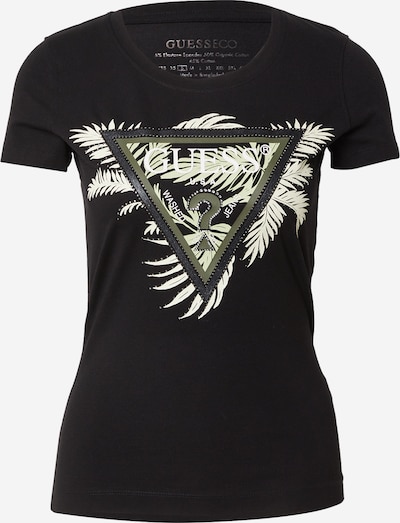 GUESS Majica u maslinasta / pastelno zelena / crna / bijela, Pregled proizvoda