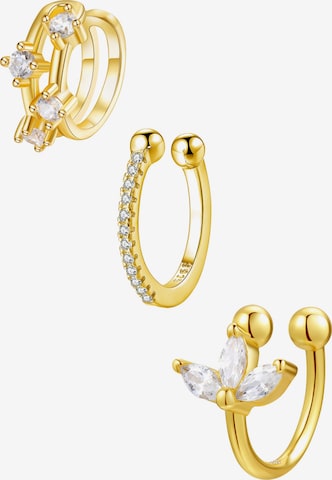 Boucles d'oreilles 'Cuff Trio' Hey Happiness en or : devant