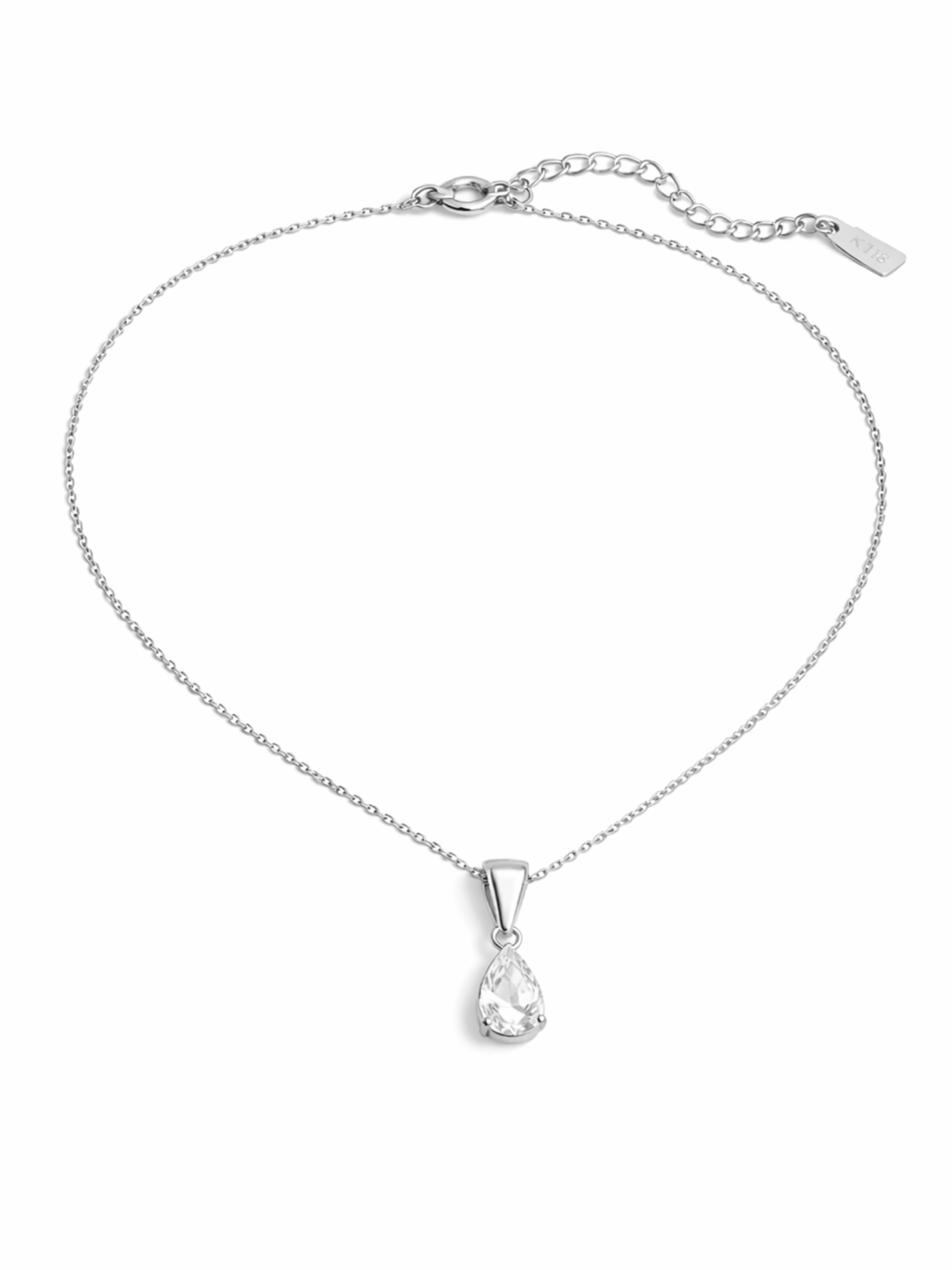 Pure Schmuck Kette 'Royal Drop Halskette Silber | Bridgerton'‌‌‌‌‌‌‌‌‌ in Weiß: Vorderseite