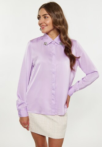 Camicia da donna di faina in lilla: frontale