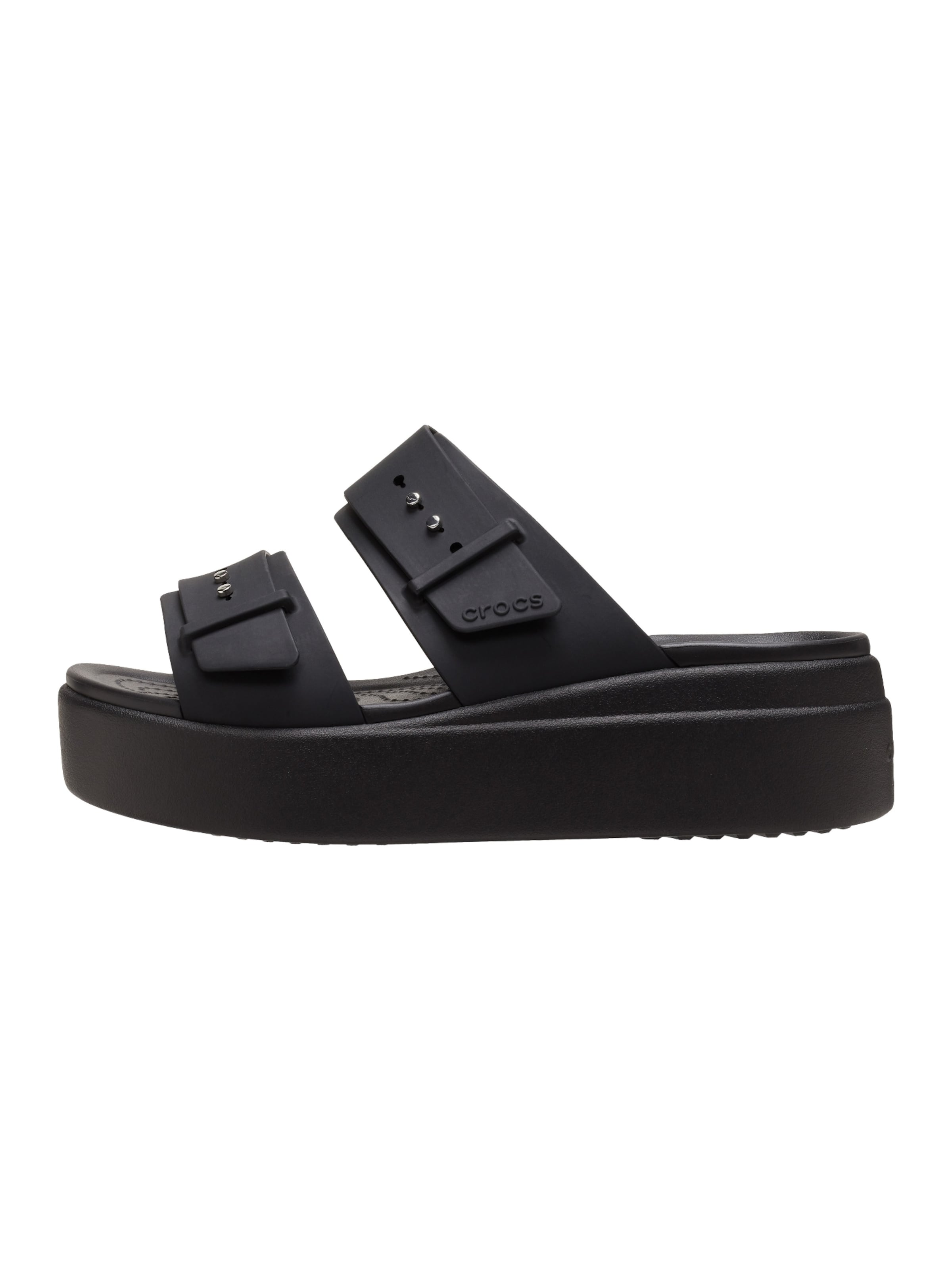 Sandales 'Brooklyn Buckle Sandalen zum Anziehen' Crocs en noir : devant