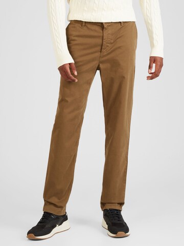 Coupe slim Pantalon chino BOSS Orange en marron : devant