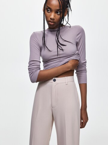 Pull&Bear Wide leg Pleated Pants in Pink