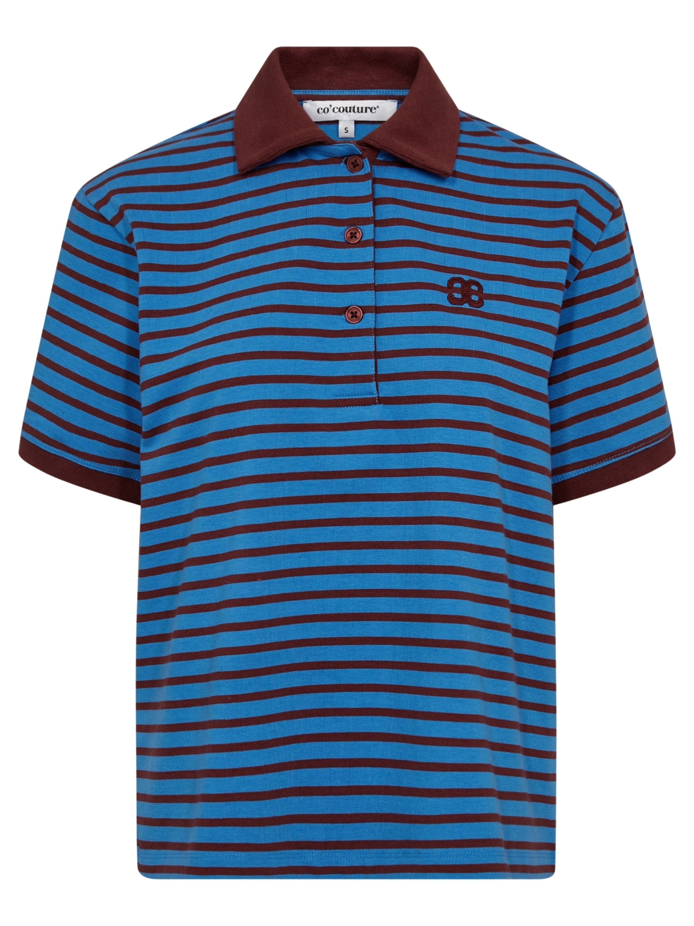 co'couture Poloshirt 'Hayes' in blau / schoko, Produktansicht