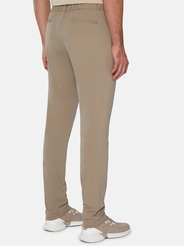 Boggi Milano Slim fit Pleat-Front Pants 'B-Tech' in Brown