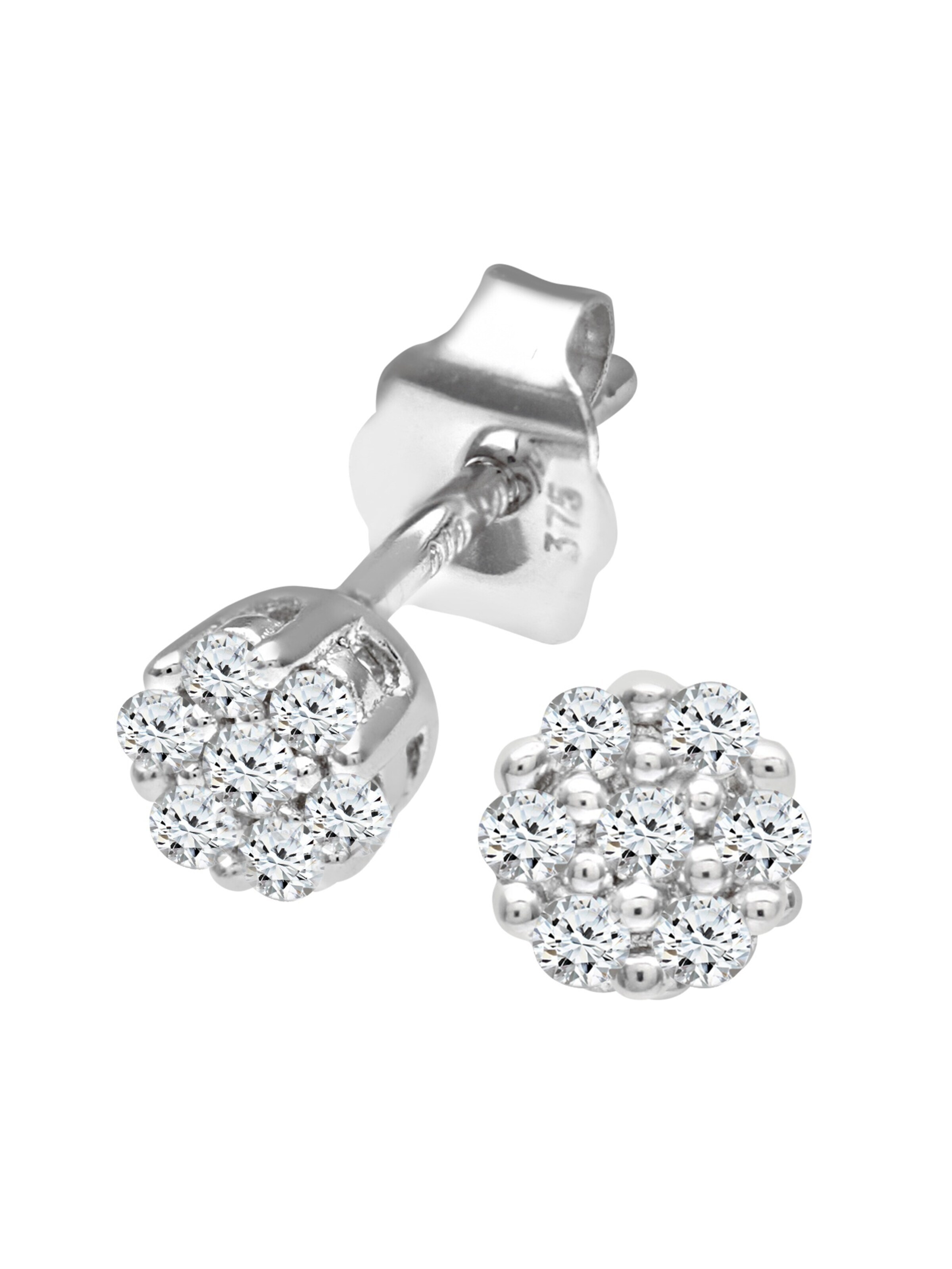 DIAMANT LETERNEL Oorbellen 'Ohrstecker aus 375 Weißgold mit Diamant' in Zilver: voorkant