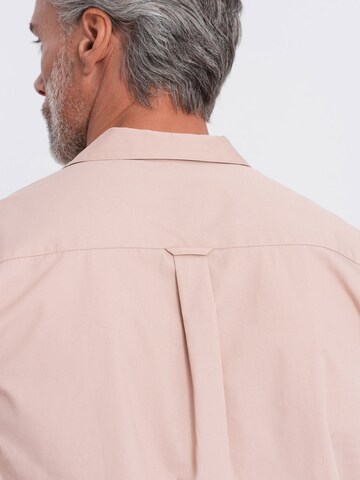 Ombre Comfort fit Button Up Shirt 'OM-SHSS-0168' in Beige