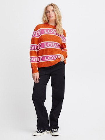 ICHI Sweater 'MOTIF' in Orange
