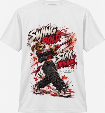 LUNØIR Studio Shirt 'BOSS Femme Baseball Original Swing' in Weiß: Vorderseite