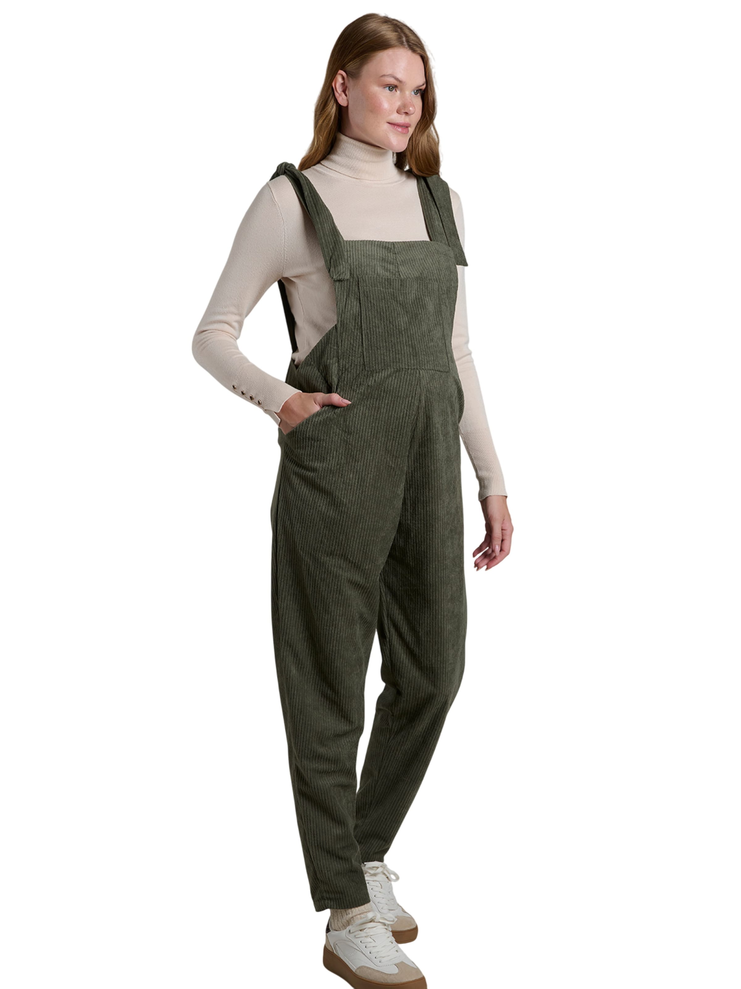 LYN MAMA Regular Dungarees in Green: front