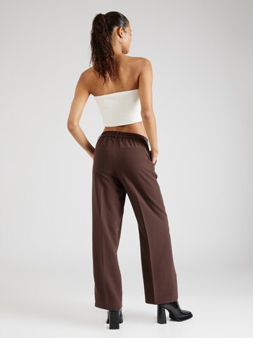 OBJECT Regular Trousers with creases 'Sigrid' in Brown