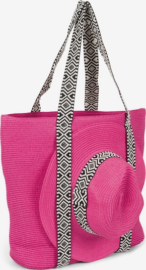 styleBREAKER Strandtasche 'Papierstroh Strandtasche Azteken Muster' in One Size in magenta, Produktansicht