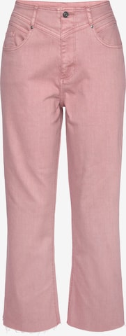 LASCANA Wide leg Jeans in Pink: front