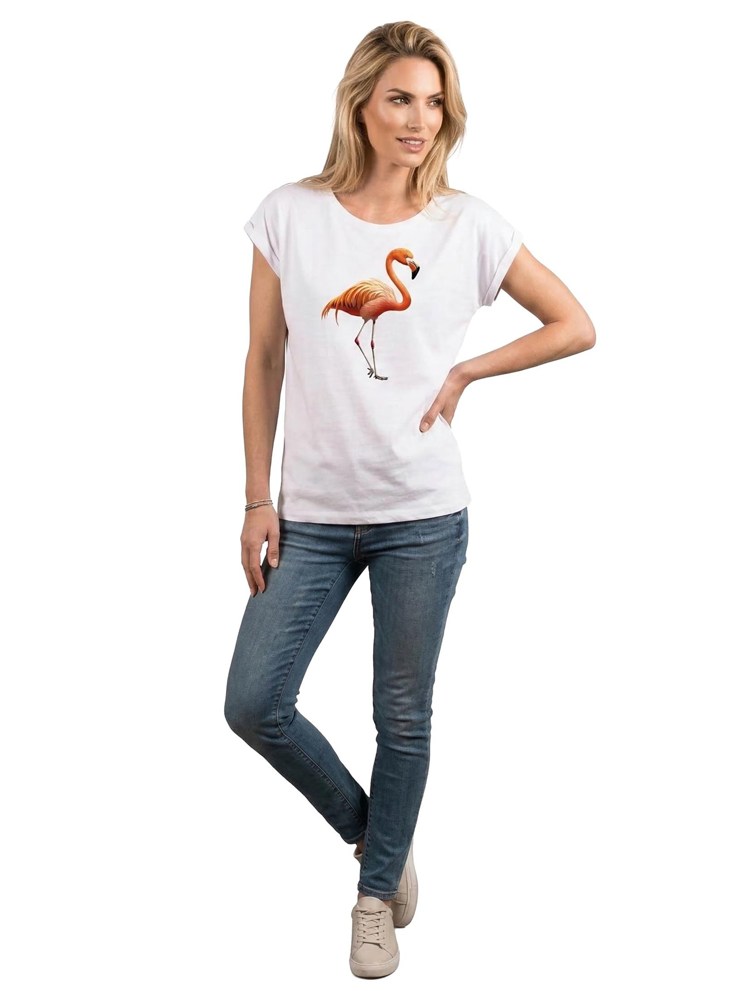 MAKAYA Shirt 'Flamingo' in White