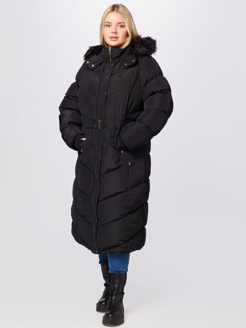 River Island Plus Winter Coat in Black: front