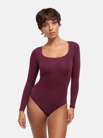 cfab - Body moldeador 'Clean Longsleeve Squareneck Sculpting Bodysuit with Slip' en rojo