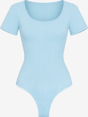 cfab - Body moldeador 'T-Shirt Bodysuit Sculpting Shapewear with String' en azul: frente