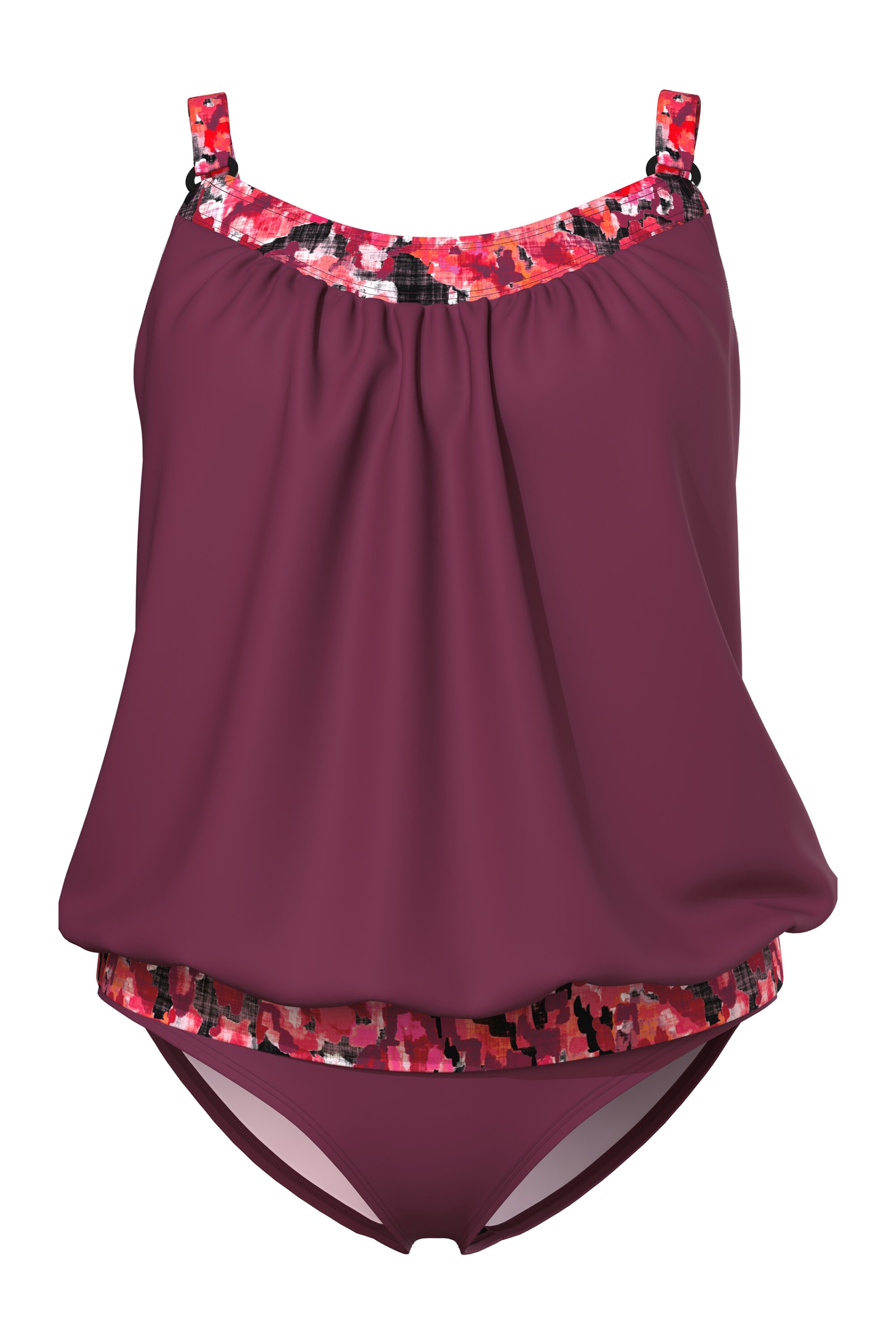 Ulla Popken Bustier Tankini in Rood: voorkant