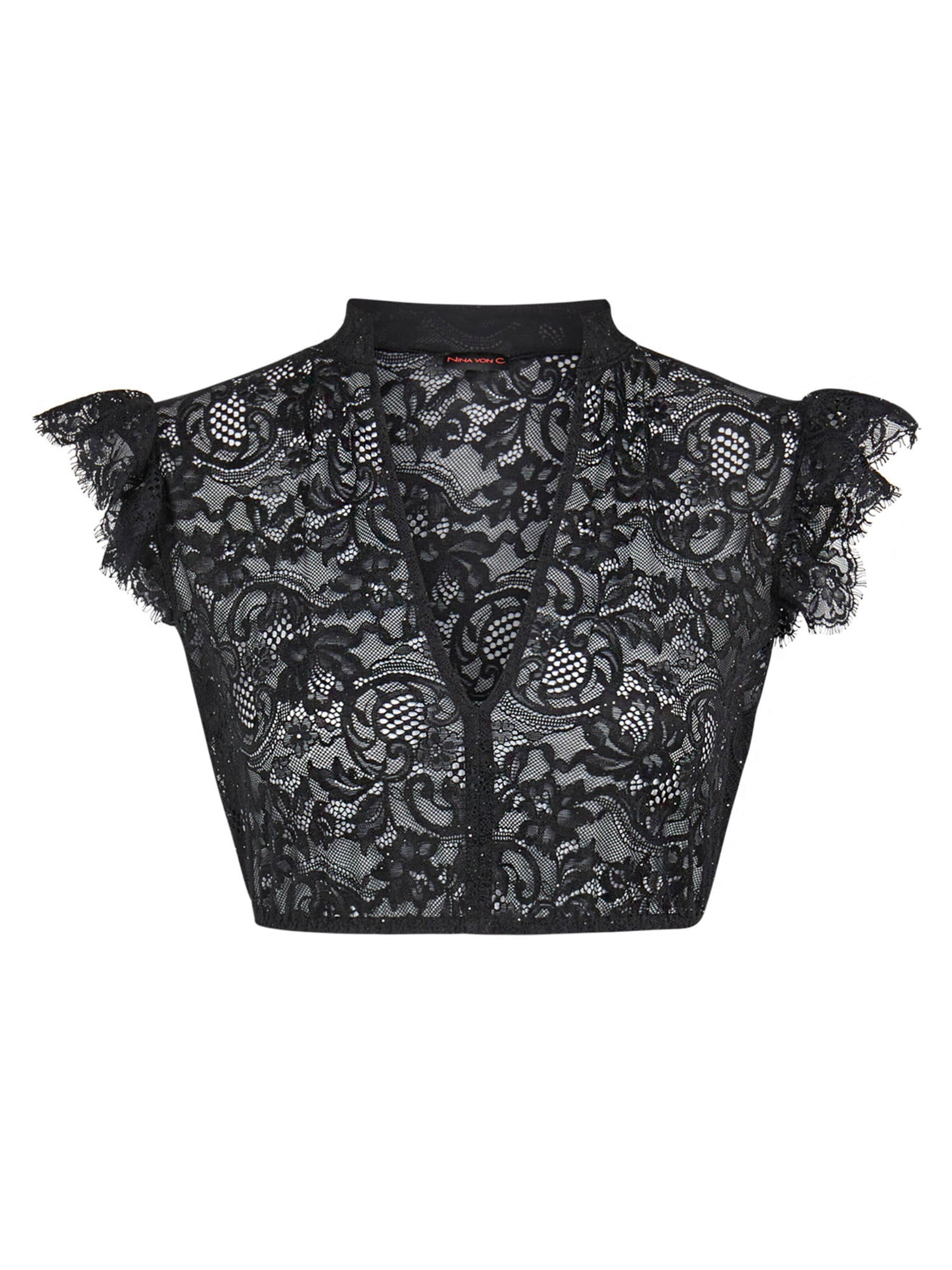 Nina von C. Trachtenbluse 'Romy'‌‌‌‌‌‌ in Schwarz: Vorderseite