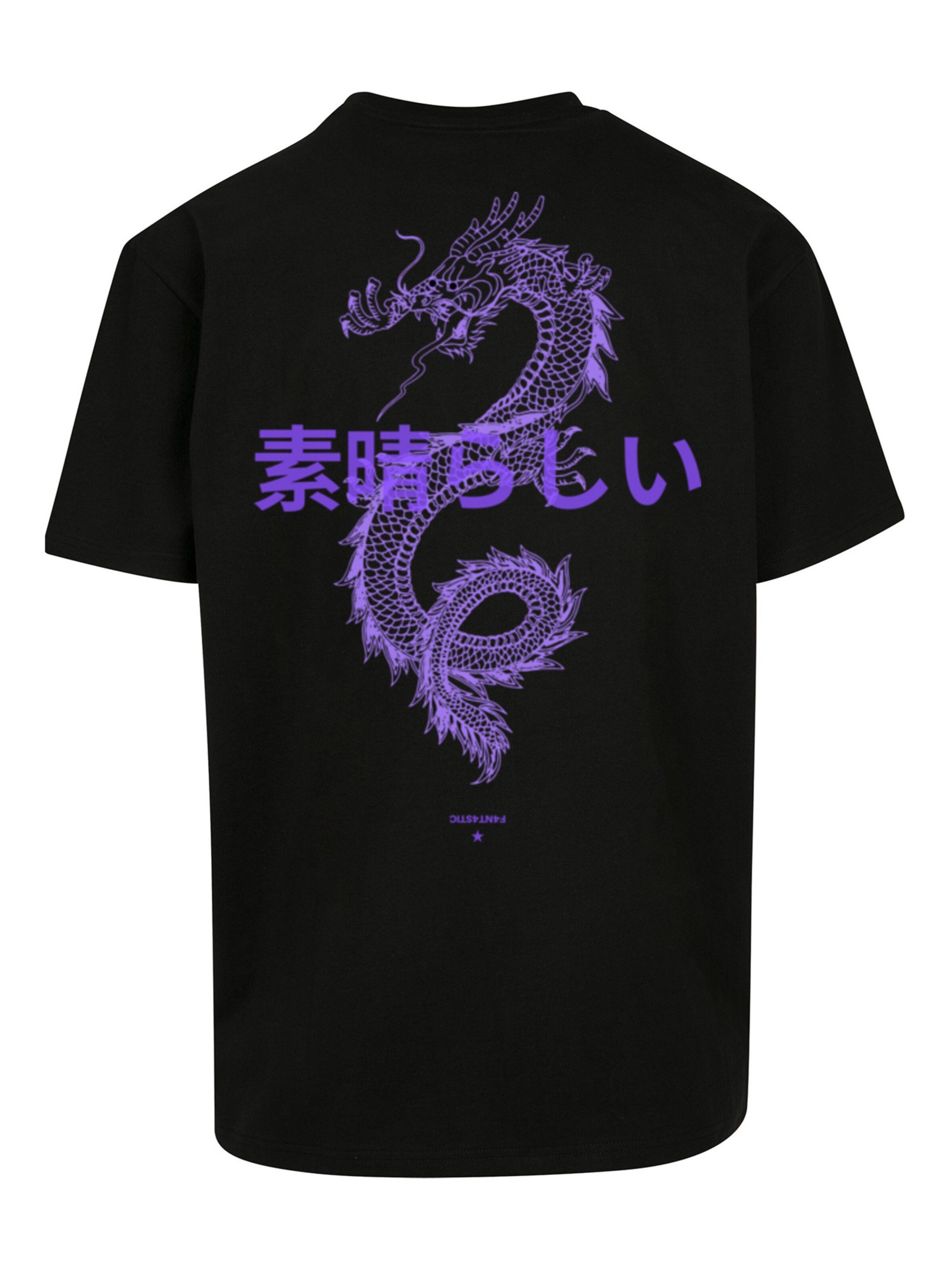 T-Shirt 'Drache Lila' F4NT4STIC en noir