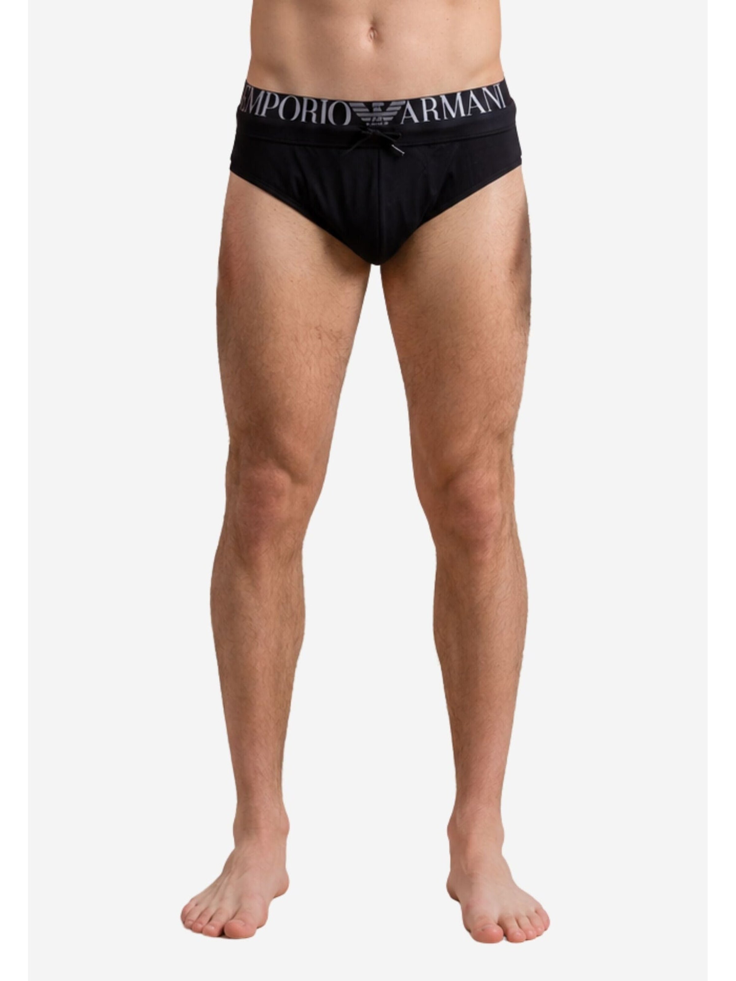 Maillot de bain 'Black swimming trunks with drawstring and jacquard logo' Emporio Armani en noir
