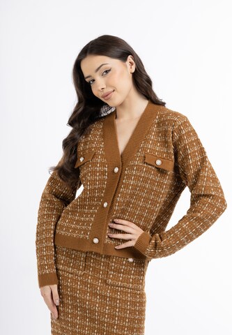 faina Knit Cardigan in Brown: front