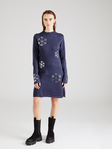 PIECES Gebreide jurk 'FORA CHRISTMAS' in Blauw: voorkant