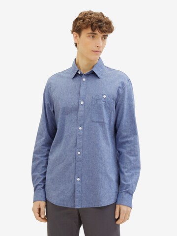 Coupe regular Chemise TOM TAILOR DENIM en bleu : devant