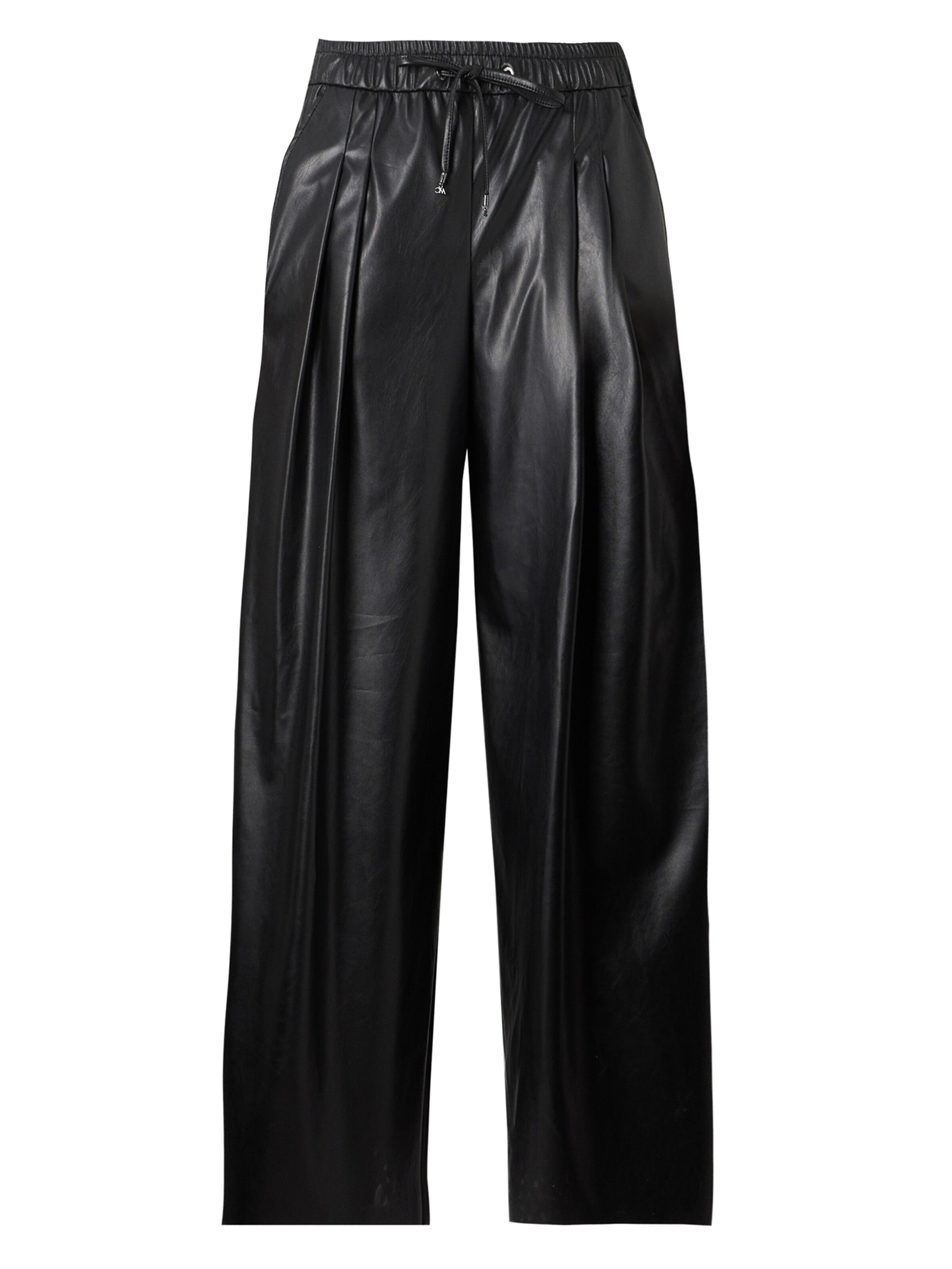 Marc Cain Wide leg Bandplooibroek in Zwart: voorkant