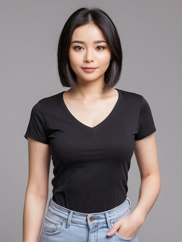 Maglietta 'Leafletic Women’s Short Sleeve V-Neck T-Shirt' di LEAFLETIC in nero