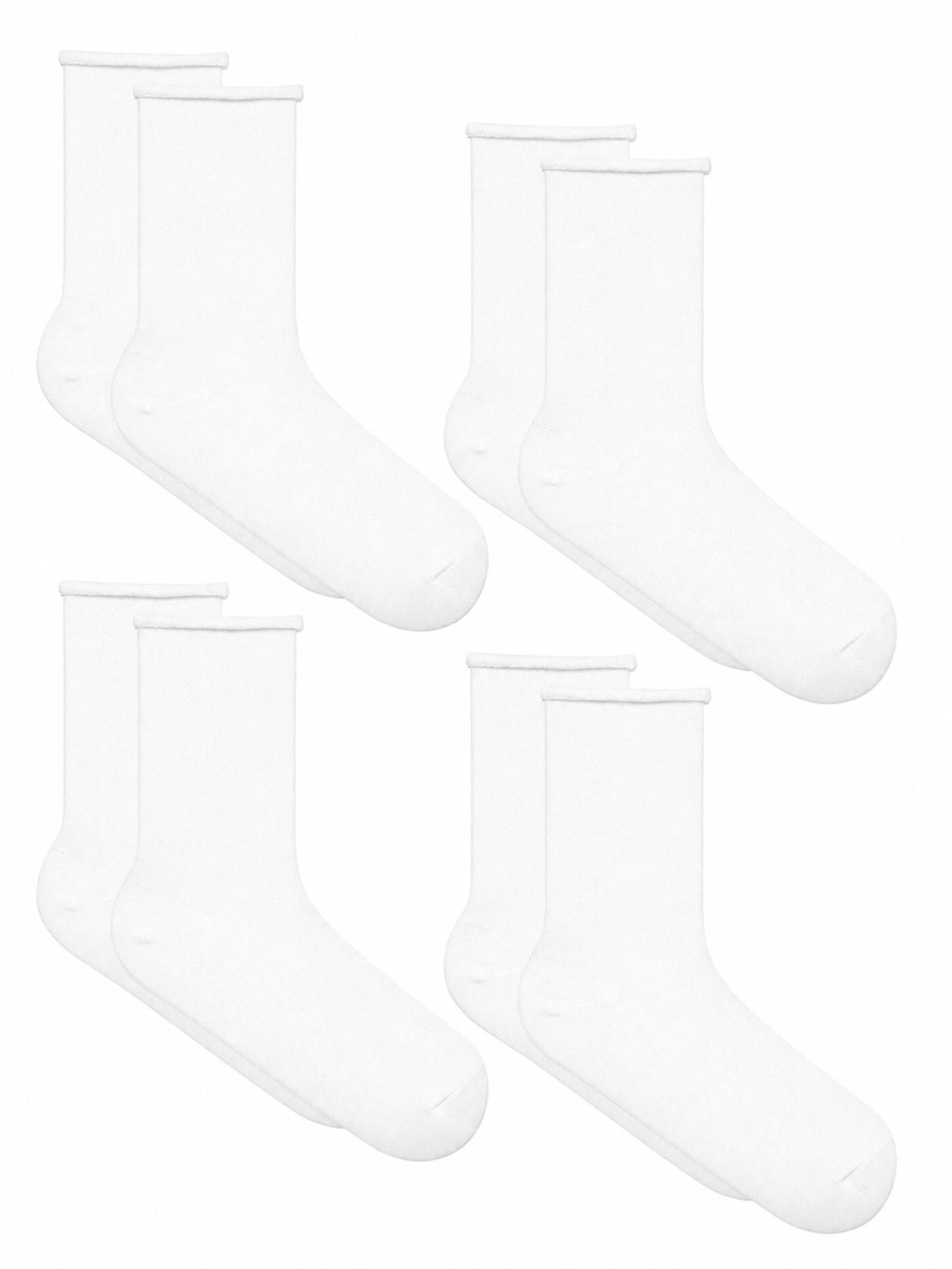 Albero Natur Socken 'Bio-Baumwoll-Socken mit Rollrand Unisex – 4er Pack'‌‌‌‌ in Weiß: Vorderseite