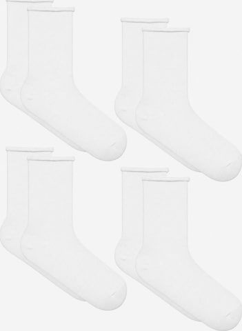 Albero Natur Socks 'Bio-Baumwoll-Socken mit Rollrand Unisex – 4er Pack' in White: front