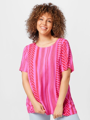 ONLY Carmakoma - Camiseta 'MARRAKESH' en rosa: frente