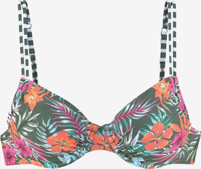 VENICE BEACH Hauts de bikini 'Venice Beach' en vert foncé / orange / rose clair / blanc, Vue avec produit