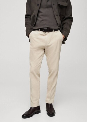 MANGO MAN Regular Pleated Pants 'Pierreb' in Beige: front