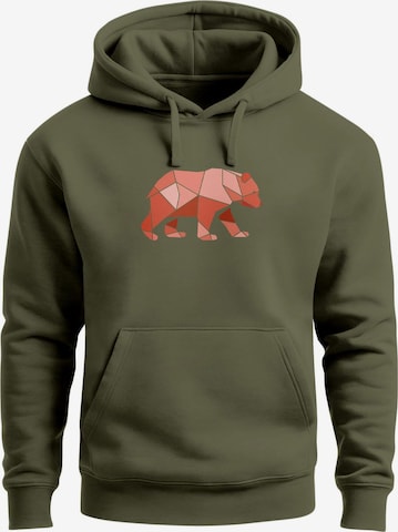 Neverless Sweatshirt 'Bär Polygon' in Green: front