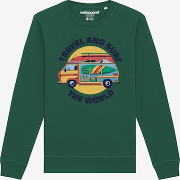 Felpa 'Travel and surf' di Watapparel in verde: frontale
