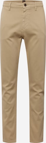 BOSS Orange Slim fit Chino trousers in Beige: front