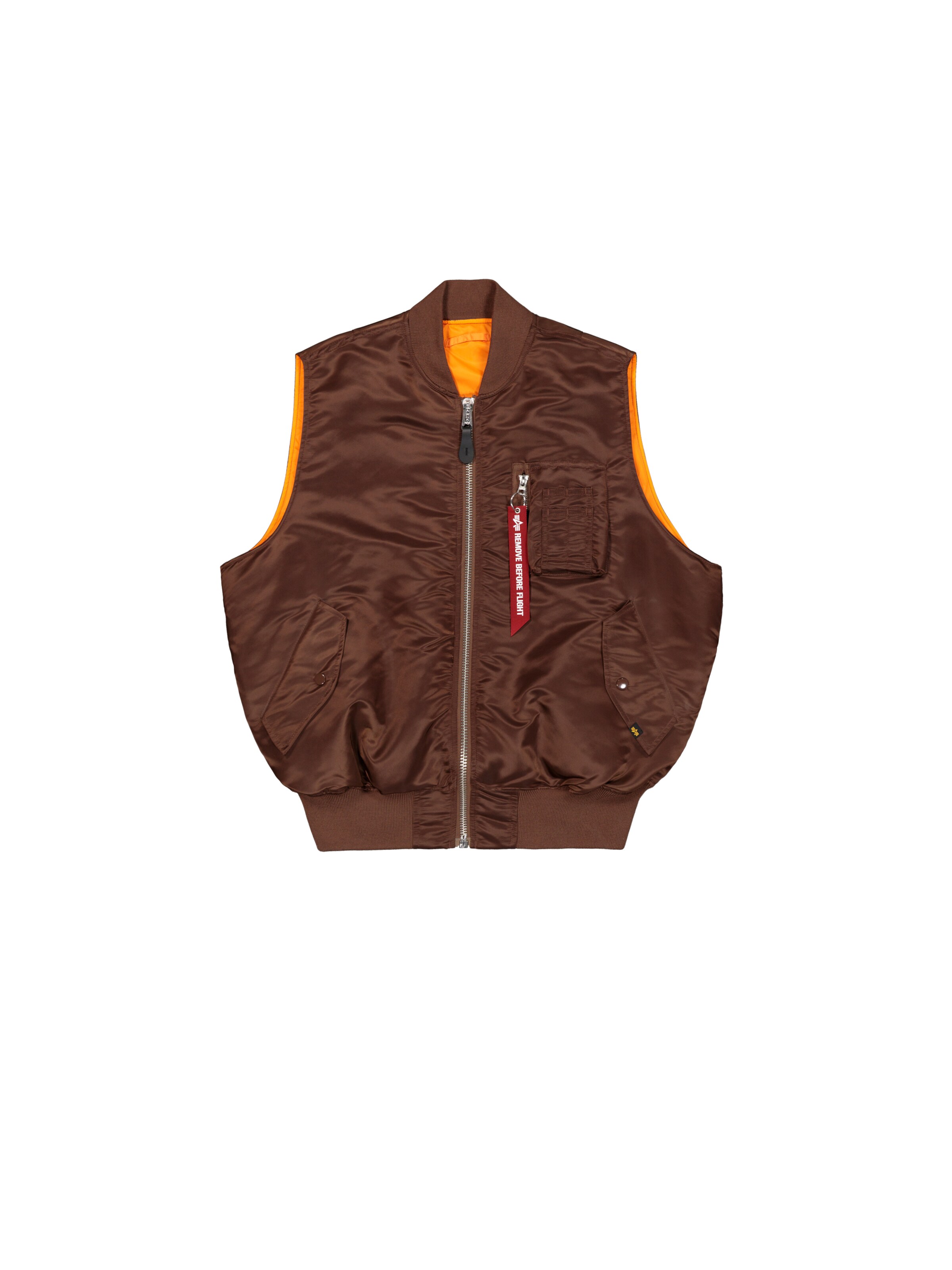 ALPHA INDUSTRIES Weste 'MA-1' in Braun: Vorderseite