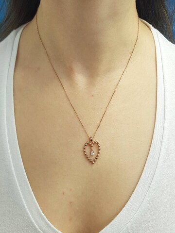 EinStein Diamant Pendant 'Halskette mit Herzanhänger und Solitär Brilliant in 14 Karat Rotgold Rosegold' in Gold: front