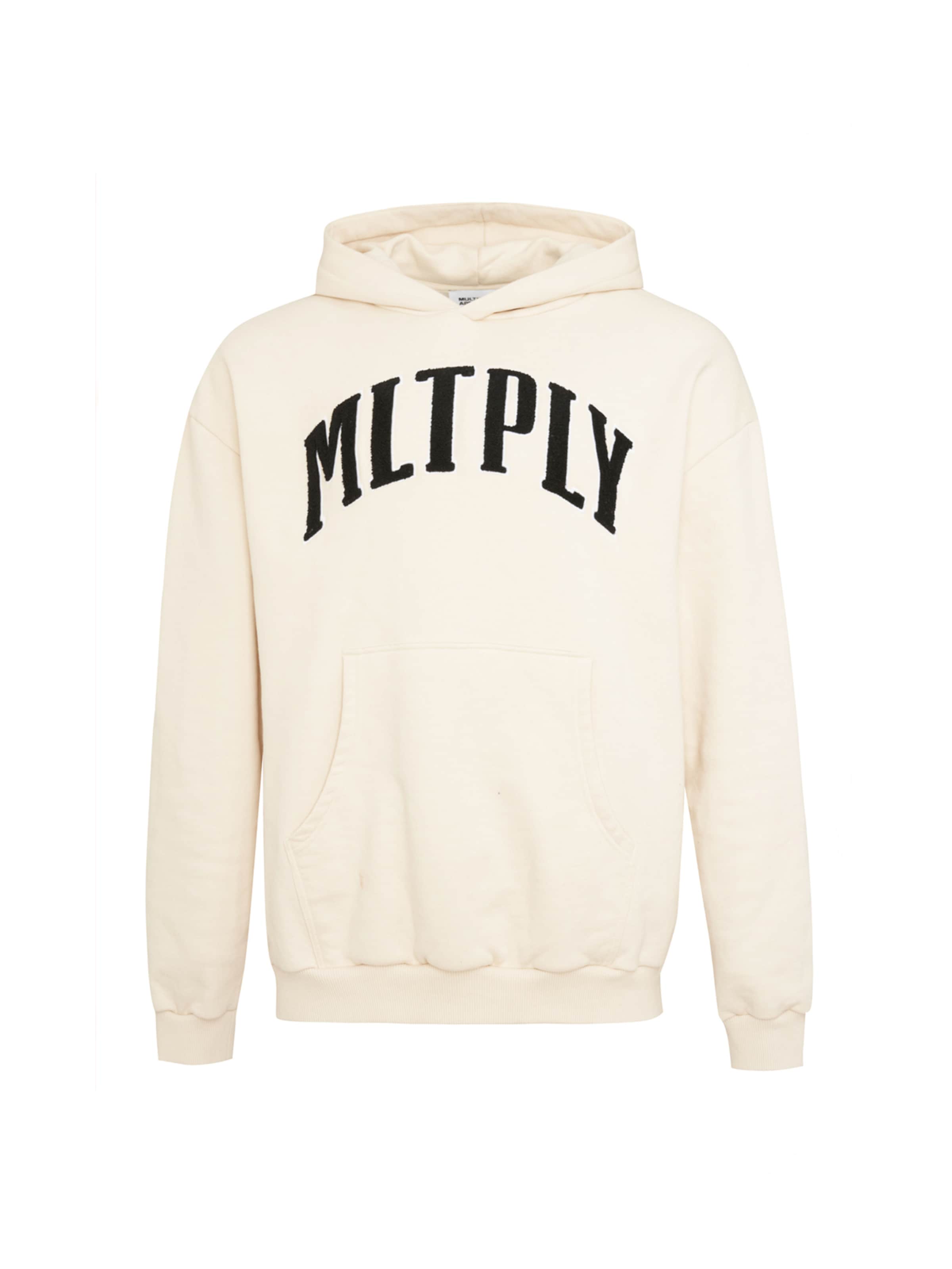 Multiply Apparel Μπλούζα φούτερ 'Embroidery' σε ανοικτό μπεζ / μαύρο / λευκό, Άποψη προϊόντος
