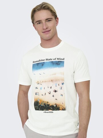 T-Shirt 'KOLTON' Only & Sons en blanc