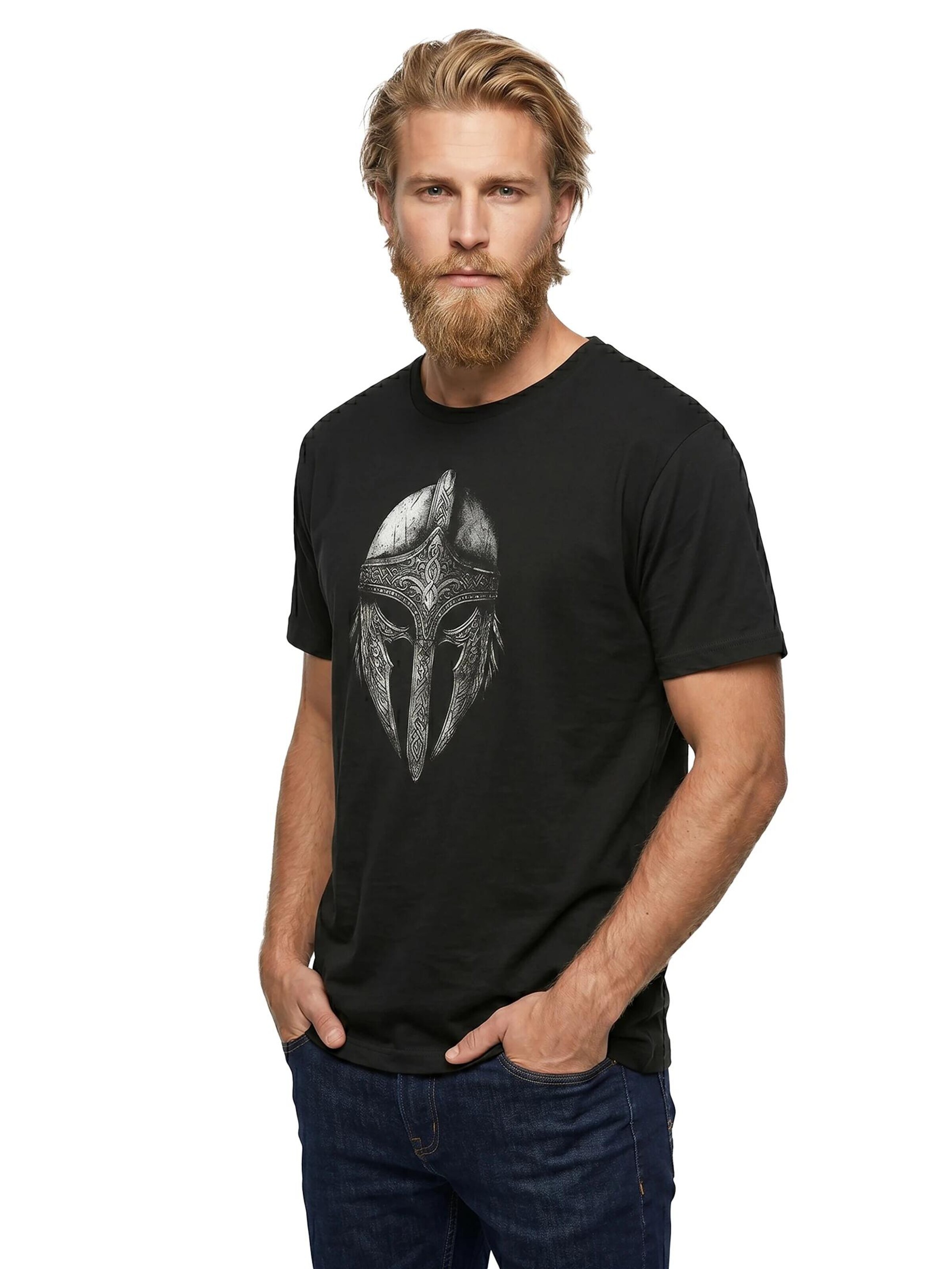 MAKAYA Shirt 'Vikinger Helm' in Black