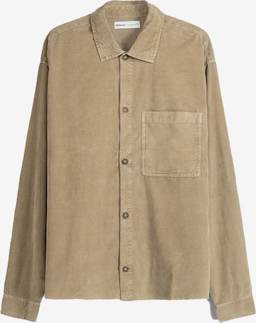 Bershka Regular fit Button Up Shirt in Brown: front