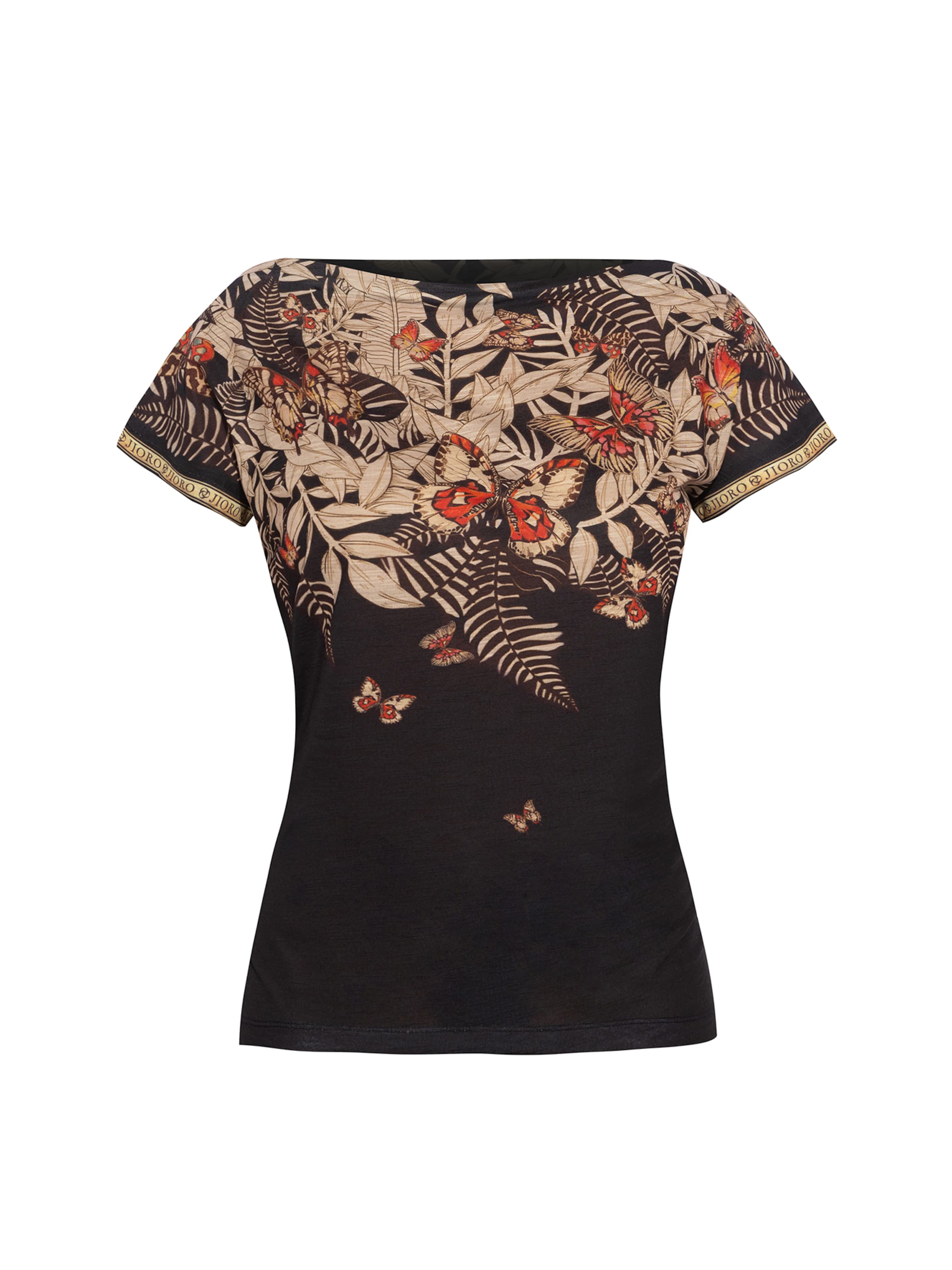JIORO Shirt 'MIDNIGHT BUTTERFLIES'‌‌‌‌‌‌ in Schwarz: Vorderseite