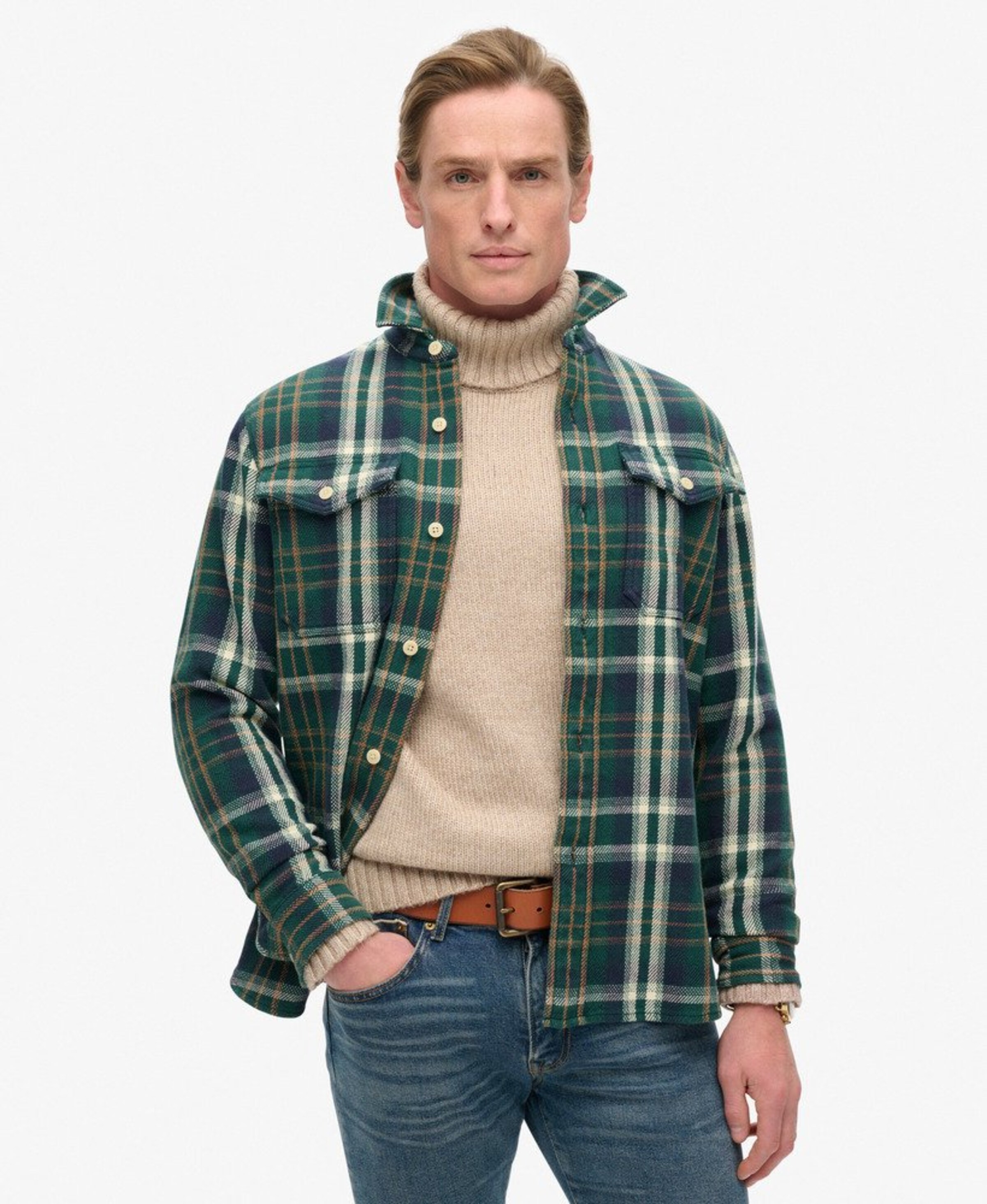 Superdry Regular fit Overhemd in Groen: voorkant