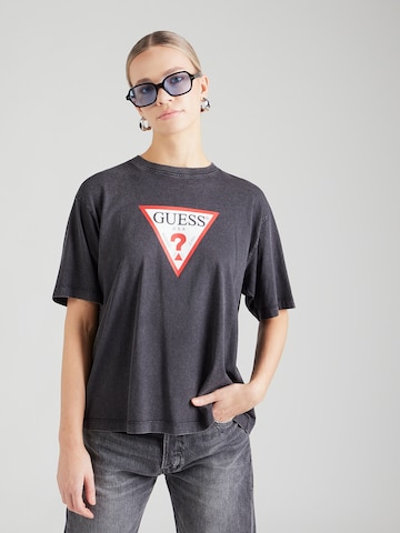 GUESS JEANS Тениска 'ICONIC' в черно: отпред