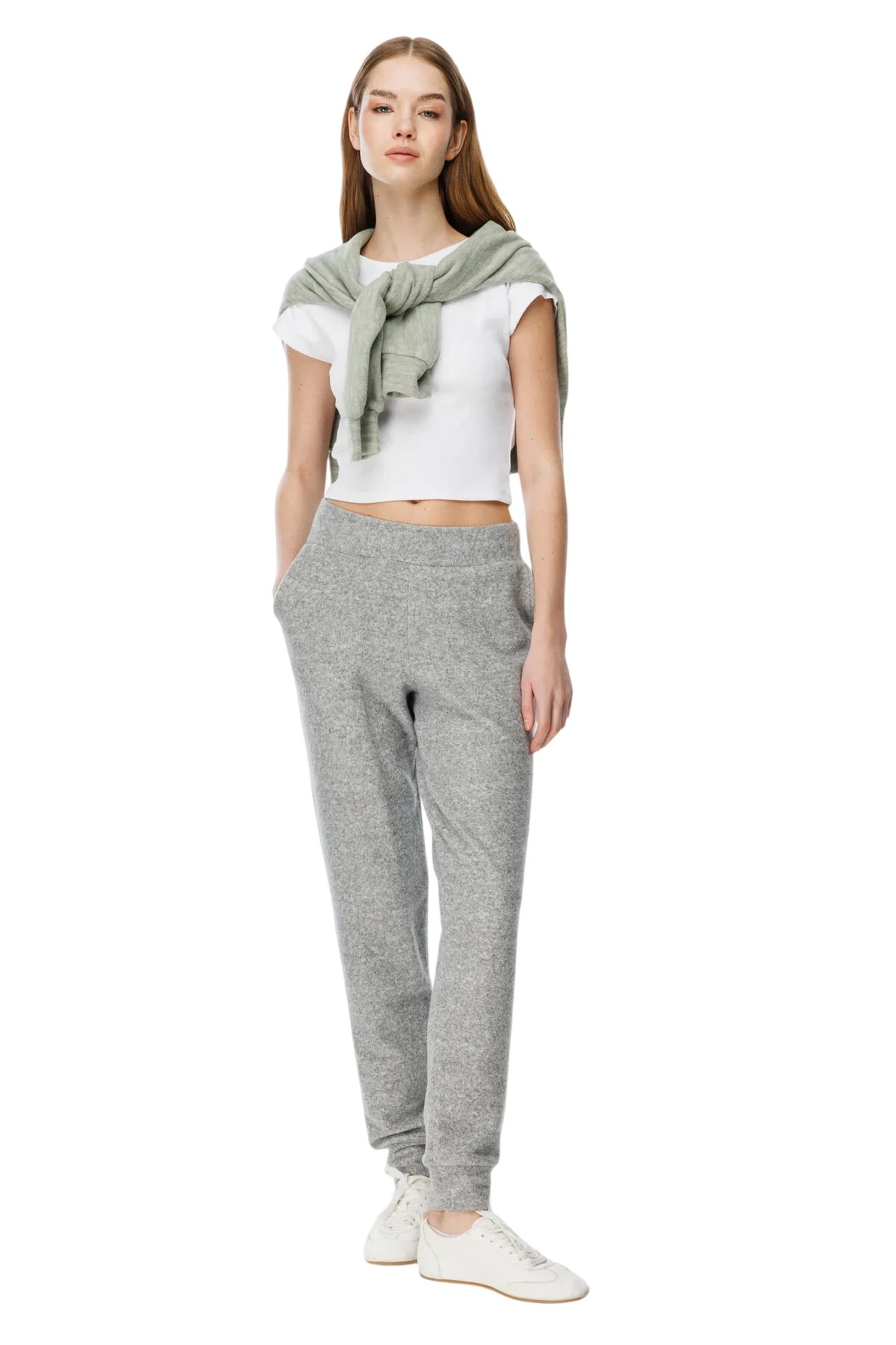 Alexa Dash Regular Workout Pants in Grey: front