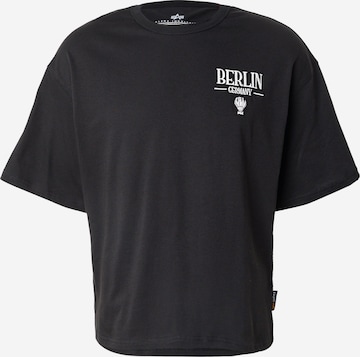 ALPHA INDUSTRIES Тениска 'Berlin Candy Bomber' в черно: отпред